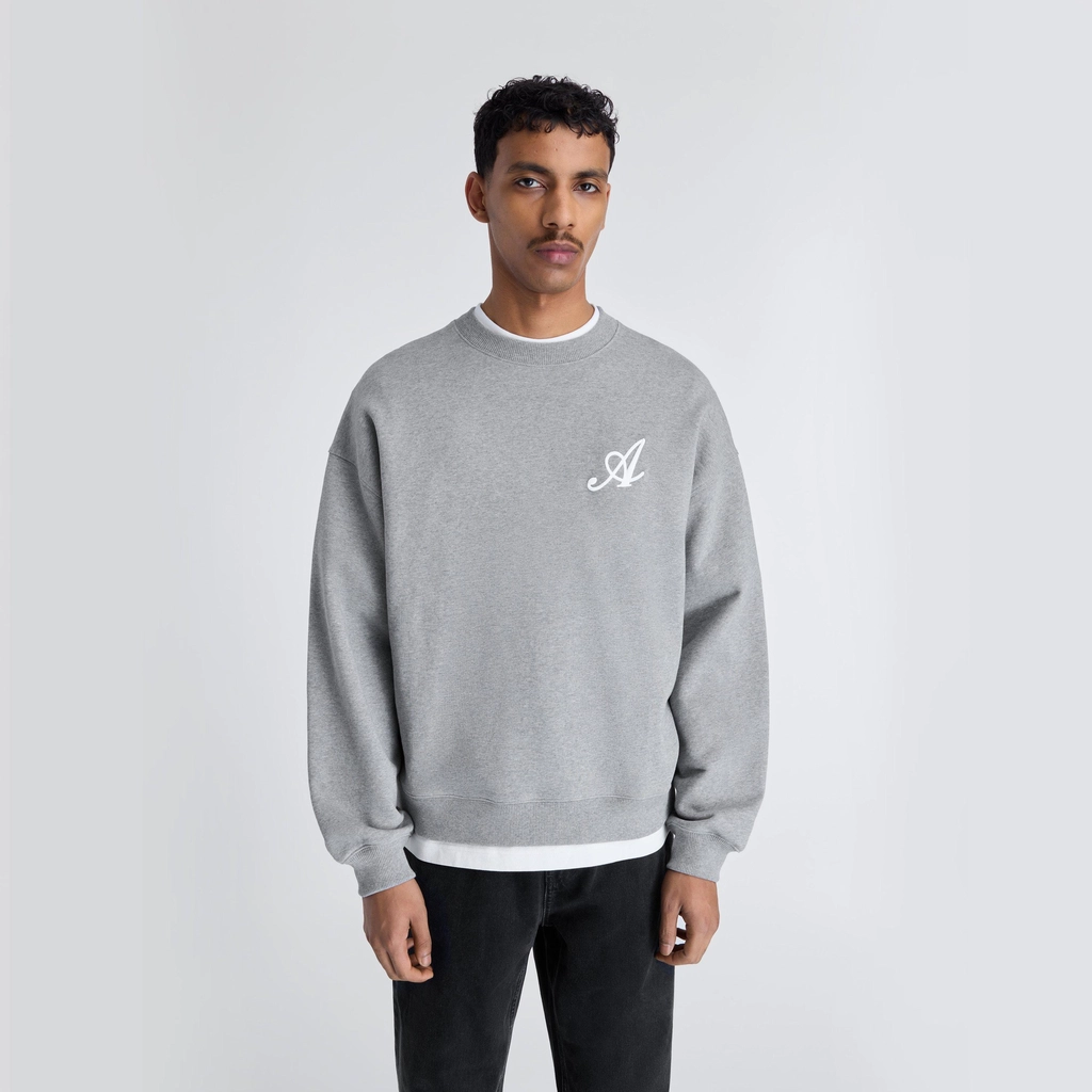 Axel Arigato Rook Embroidered Crew - Grey Melange